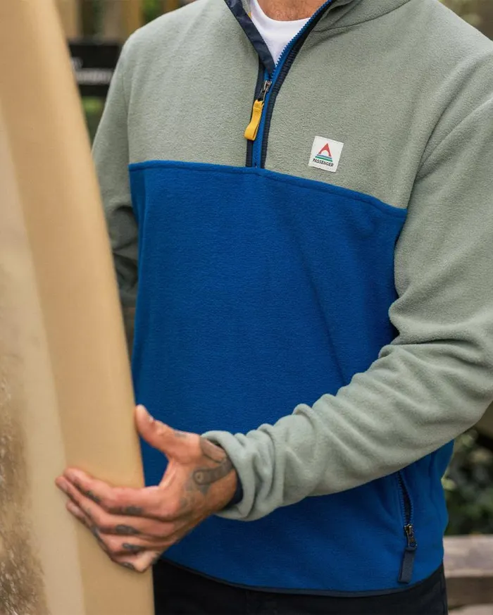Passenger Clothing Set Off Recycled Polar 14 Zip Fleece Pistachiotrue Blue Men Fleece