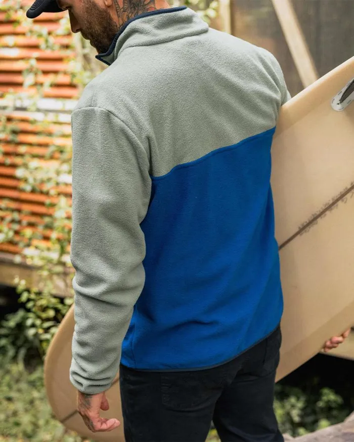 Passenger Clothing Set Off Recycled Polar 14 Zip Fleece Pistachiotrue Blue Men Fleece