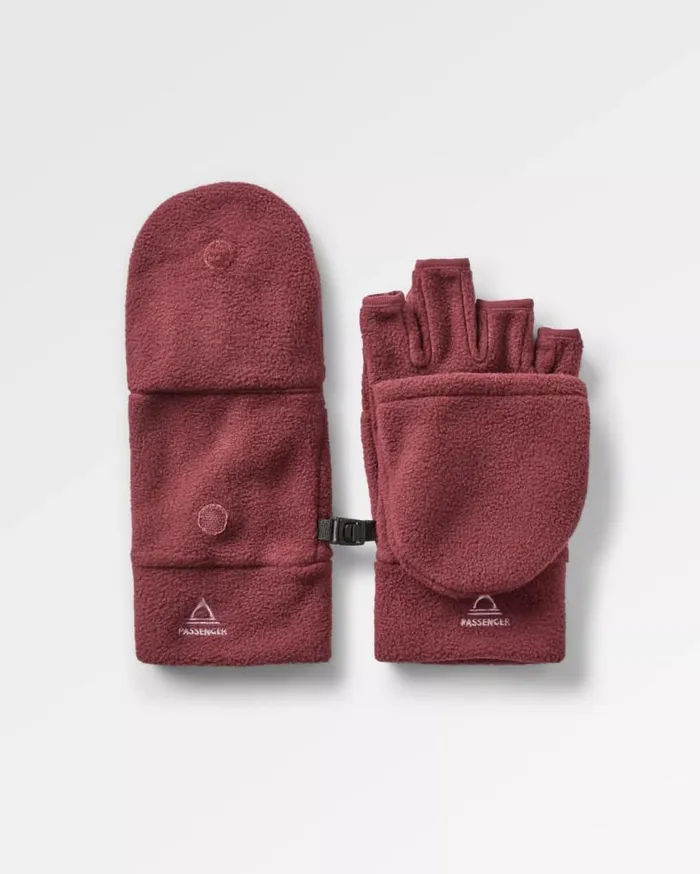Passenger Clothing Stem Recycled Polar Convertible Mittens Wine Women Gloves