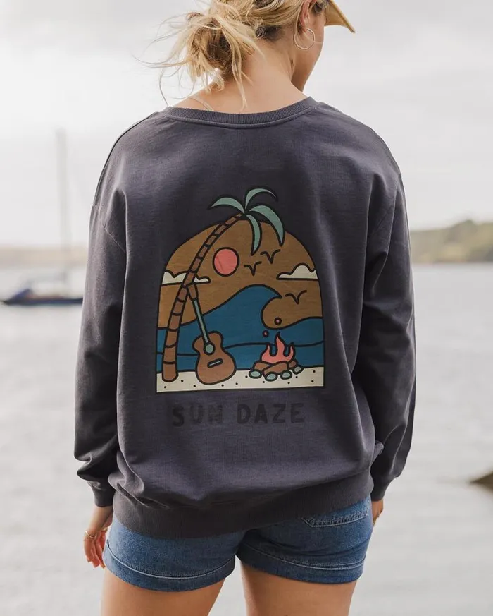 Passenger Clothing Sundaze Recycled Cotton Sweatshirt Charcoal Women Hoodies and Sweatshirts