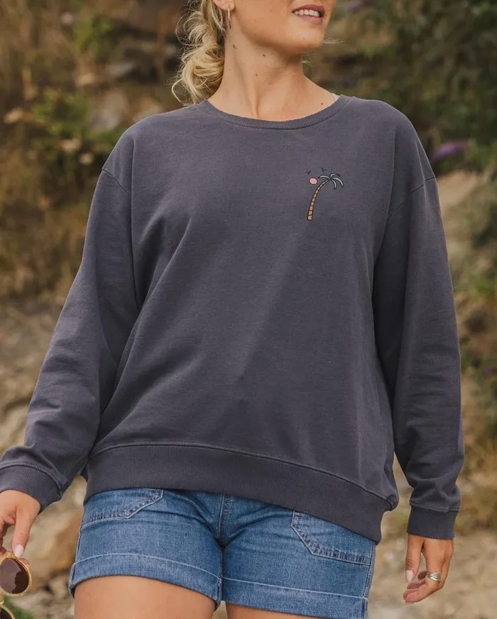 Passenger Clothing Sundaze Recycled Cotton Sweatshirt Charcoal Women Hoodies and Sweatshirts