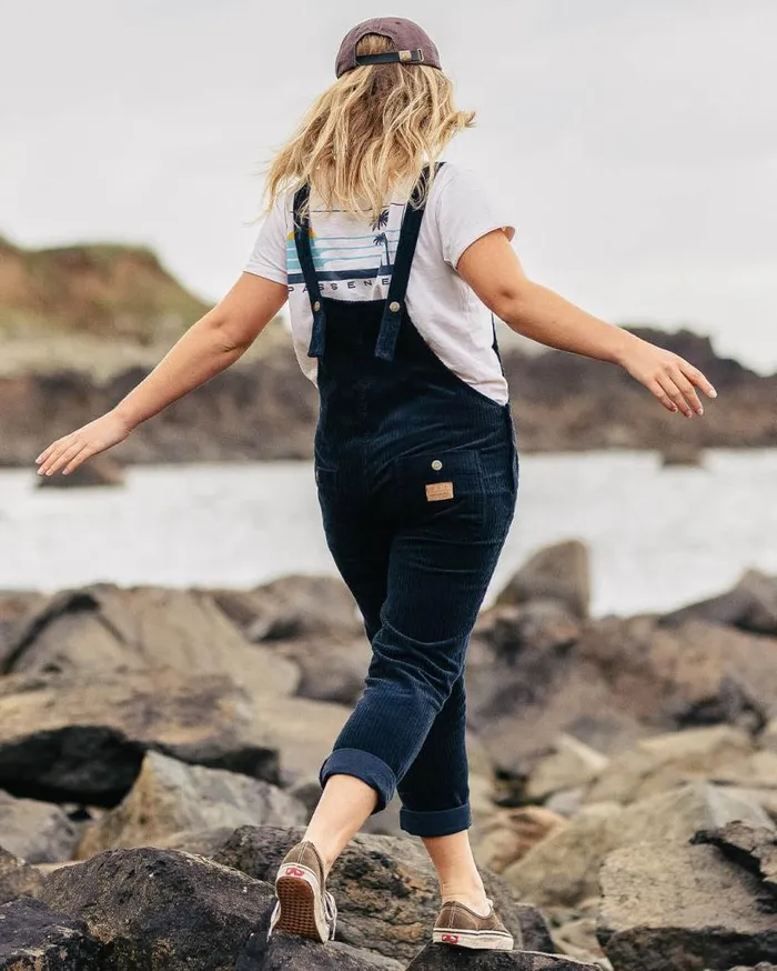 Passenger Clothing Tiaga Cord Dungarees Deep Navy Women Dungarees and Trousers