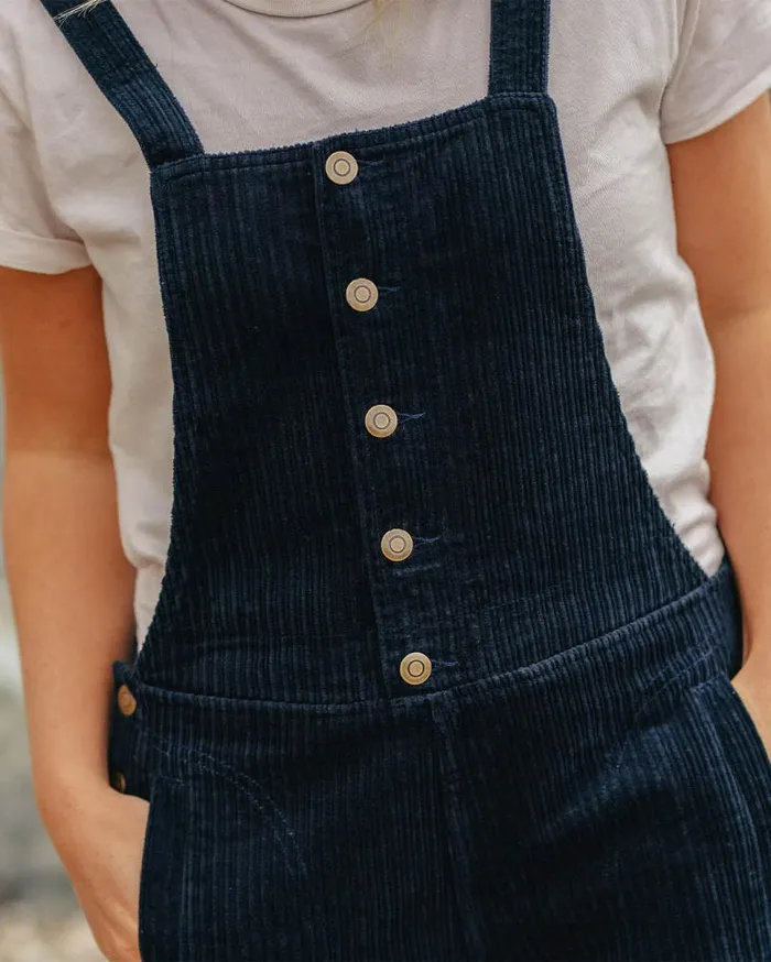 Passenger Clothing Tiaga Cord Dungarees Deep Navy Women Dungarees and Trousers