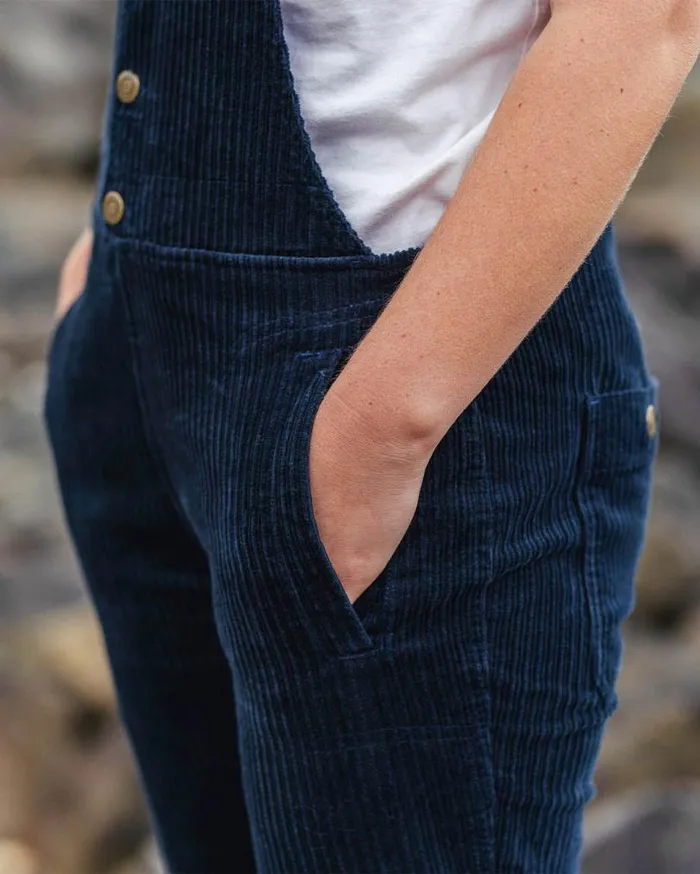 Passenger Clothing Tiaga Cord Dungarees Deep Navy Women Dungarees and Trousers