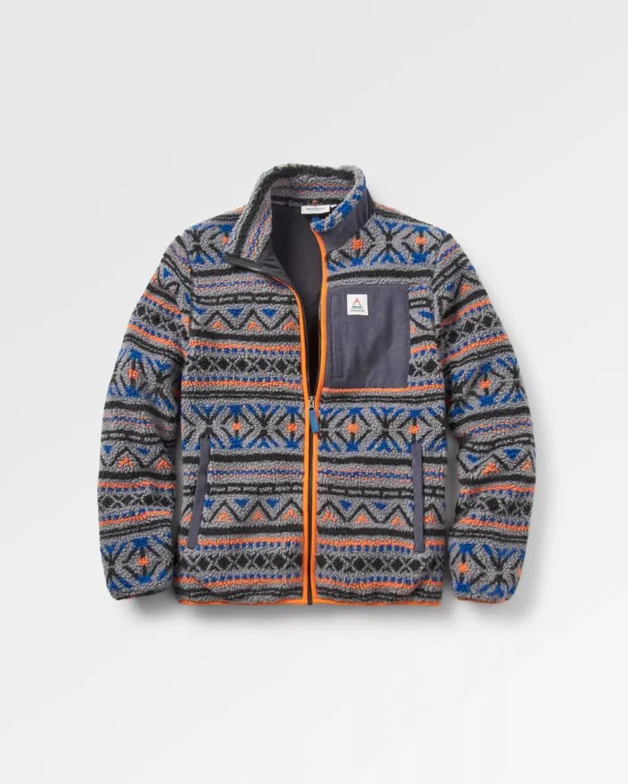 Passenger Clothing Trekker Recycled DeepPile Sherpa Fleece Nordic Geo Grey Men Fleece
