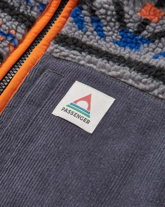 Passenger Clothing Trekker Recycled DeepPile Sherpa Fleece Nordic Geo Grey Men Fleece