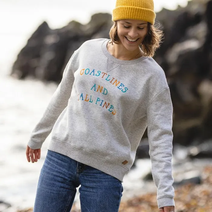 Passenger Clothing Voyage Recycled Sweatshirt Grey Marl Women Hoodies and Sweatshirts