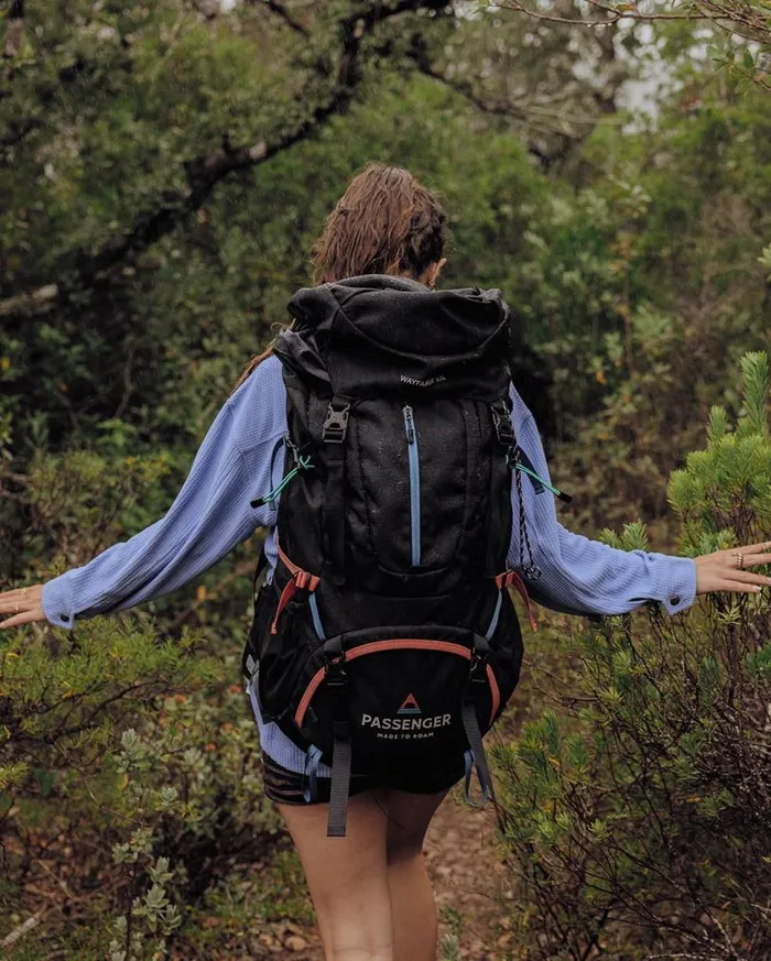 Passenger Clothing Wayfarer Recycled 65L Backpack Black WomenMen Backpacks and Bags