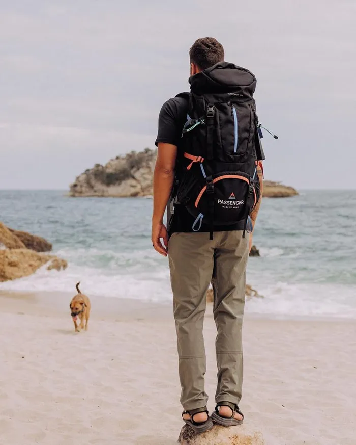 Passenger Clothing Wayfarer Recycled 65L Backpack Black WomenMen Backpacks and Bags