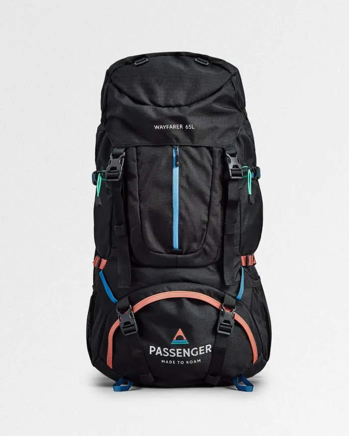 Passenger Clothing Wayfarer Recycled 65L Backpack Black WomenMen Backpacks and Bags