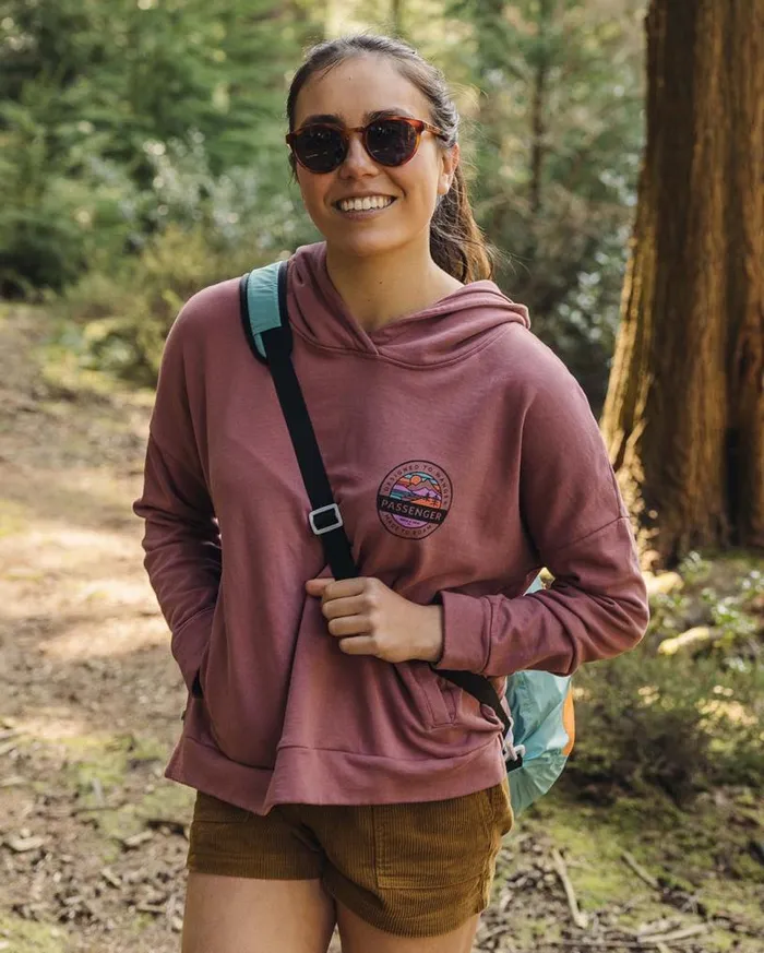 Passenger Clothing Wilds Recycled Cotton Hoodie Crushed Berry Women Hoodies and Sweatshirts