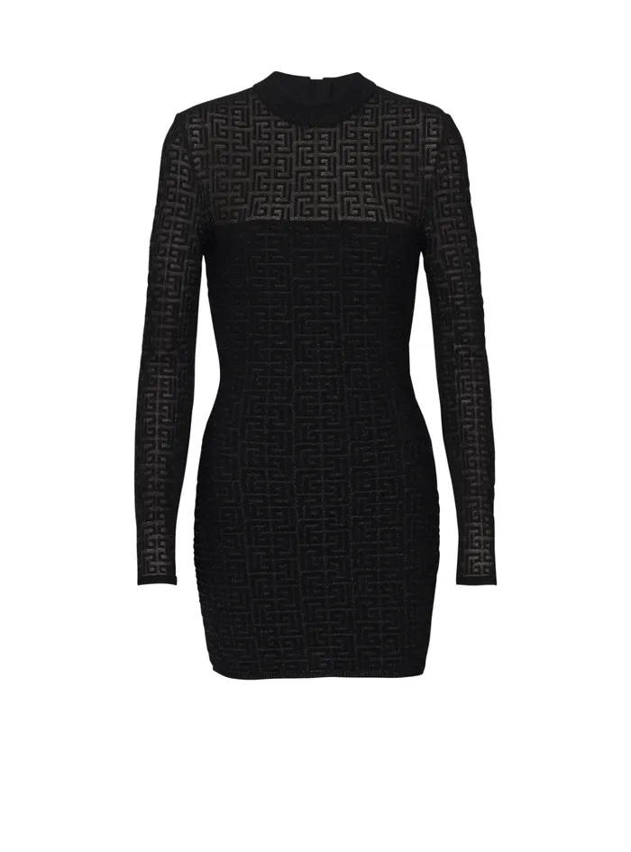 PB Labyrinth Knit Dress Black Women Balmain Dresses