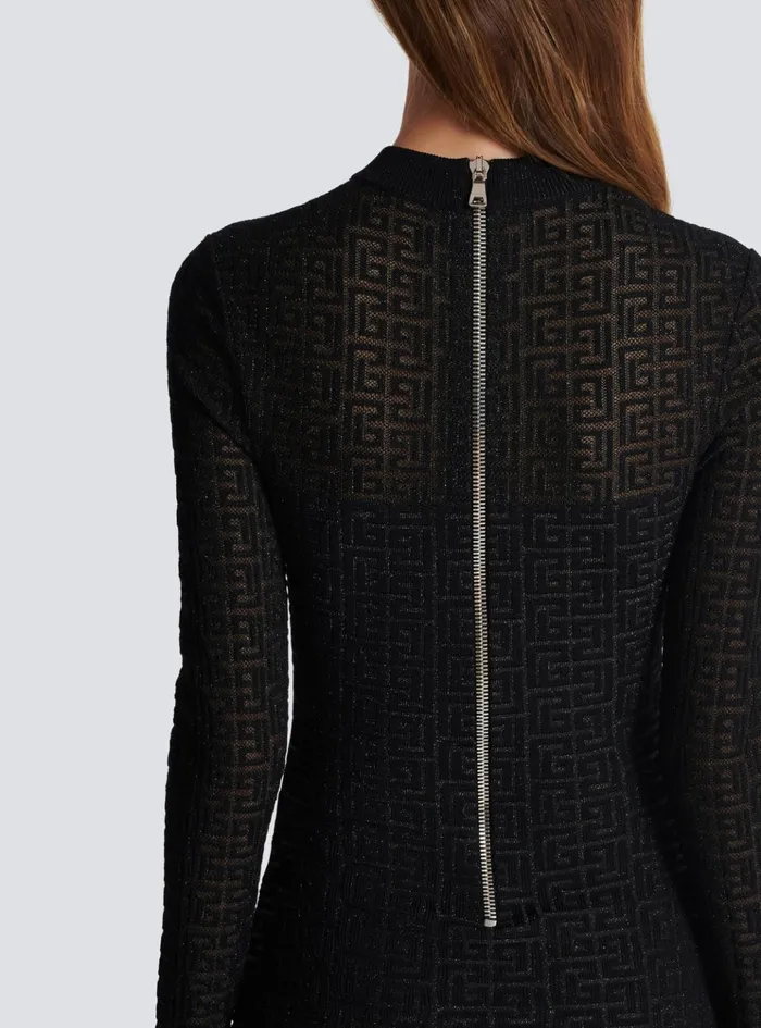 PB Labyrinth Knit Dress Black Women Balmain Dresses