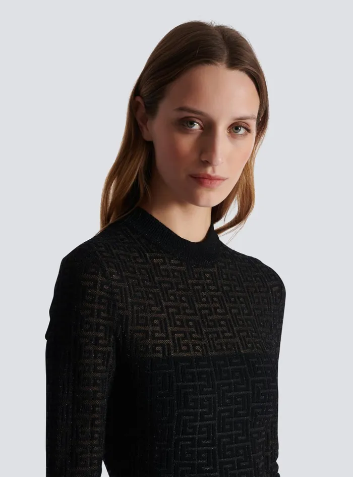 PB Labyrinth Knit Dress Black Women Balmain Dresses