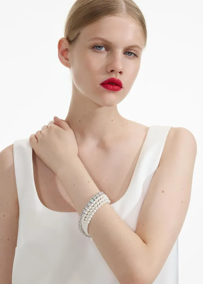 Pearl Diamante Bracelet Women Self Portrait Jewellery
