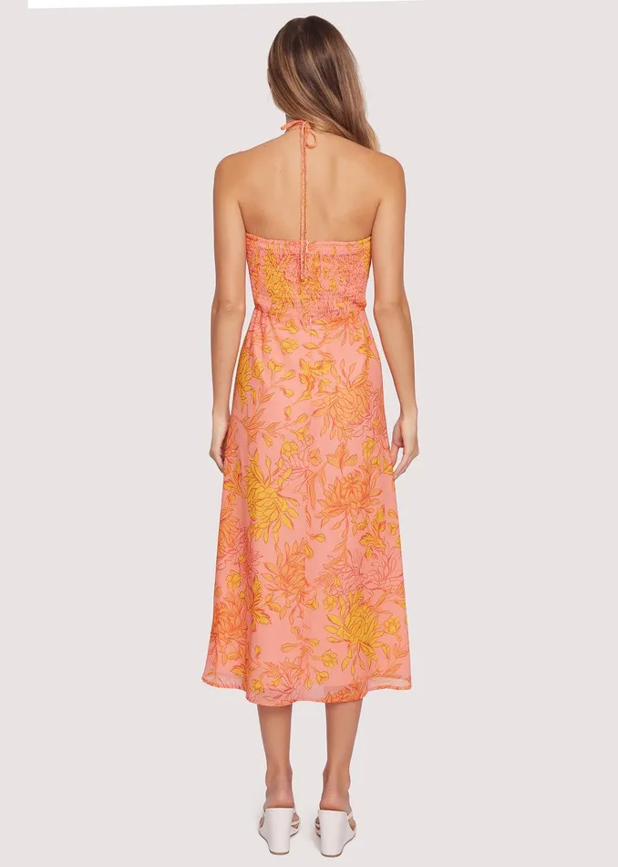 Peony Delight Midi Dress Orangefloral Women Lost Wander Dresses