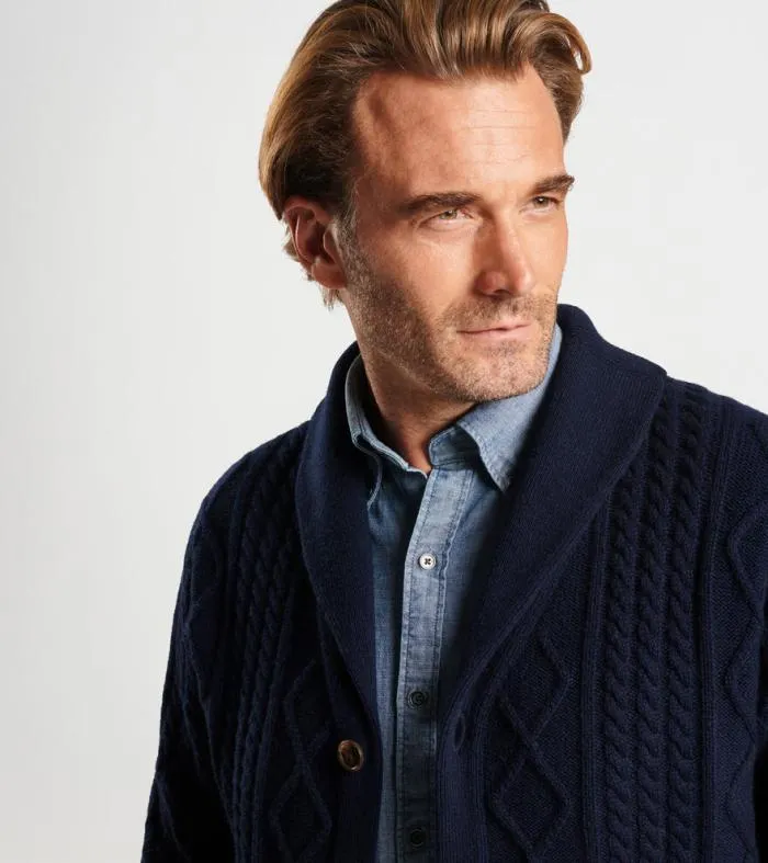 Peter Millar Sweaters Men Fisherman039s Cable Shawl Collar Cardigan
