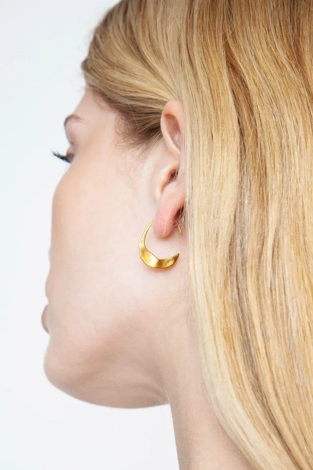 Petite Gold Crescent Moon Hoops Women Chan Luu Earrings
