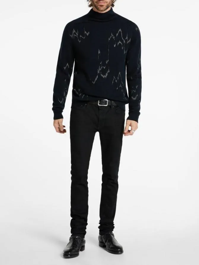 PIERRE MOCK NECK SWEATER Twine Brown Clothing John Varvatos TShirts