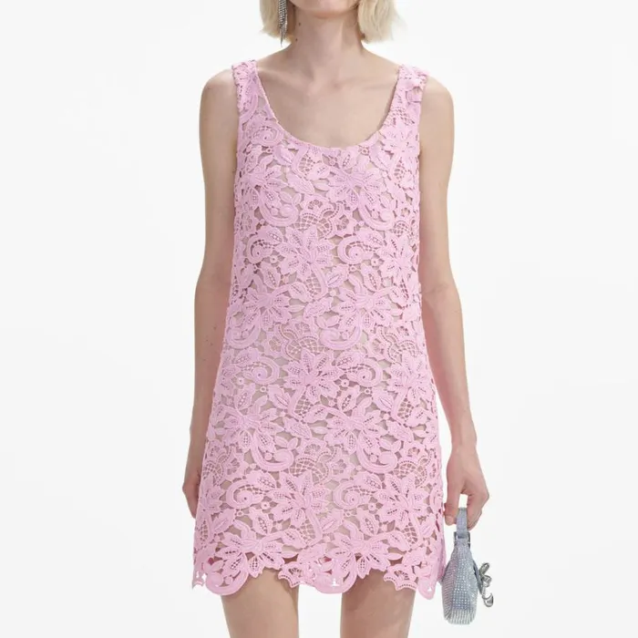 Pink Floral Lace Mini Dress Women Self Portrait Dresses Pink Floral Lace Mini Dress Women Self Portrait Dresses