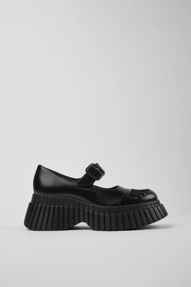 Platforms Women Camper BCN Black Leather Shoe