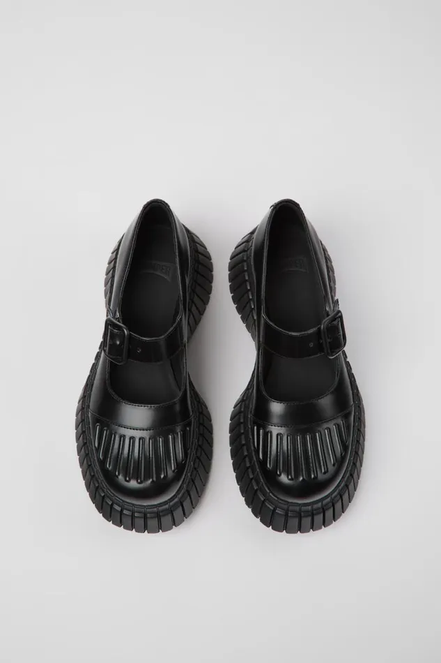 Platforms Women Camper BCN Black Leather Shoe
