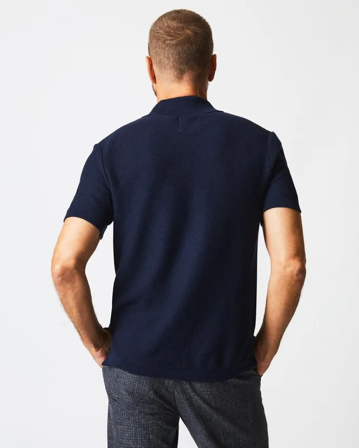 Polos Tees and Henleys Men Billy Reid American Pique Sweater Polo Navy