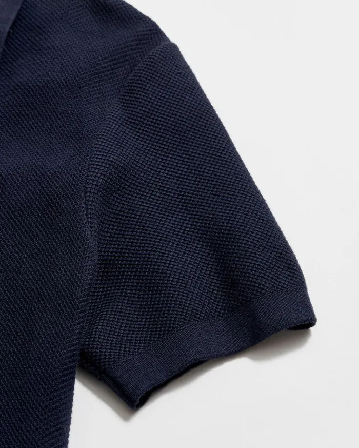 Polos Tees and Henleys Men Billy Reid American Pique Sweater Polo Navy
