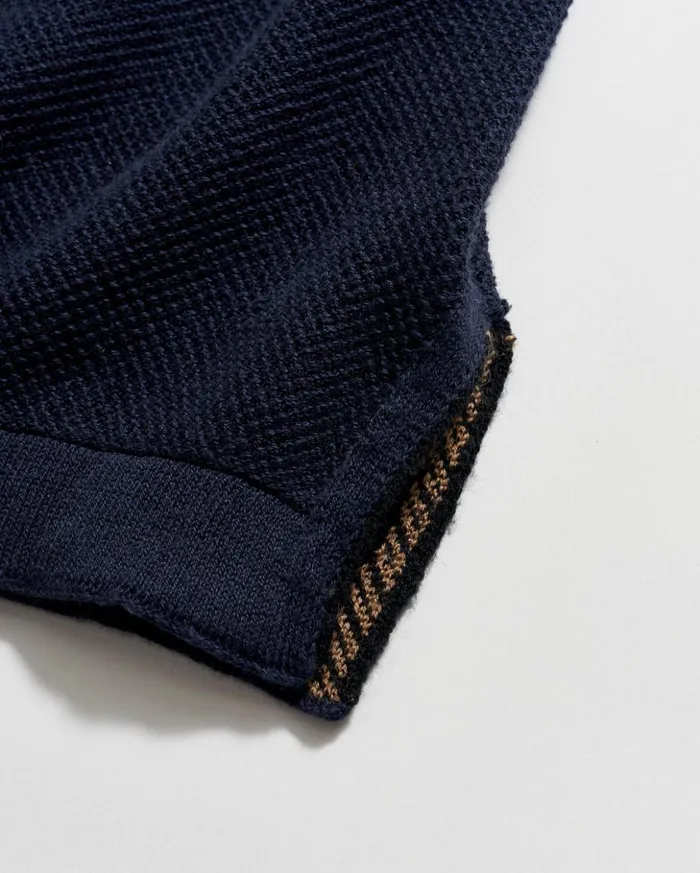 Polos Tees and Henleys Men Billy Reid American Pique Sweater Polo Navy