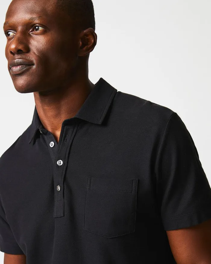 Polos Tees and Henleys Men Billy Reid Pique Pensacola Polo Black