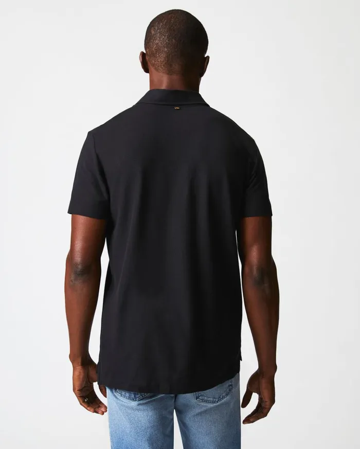 Polos Tees and Henleys Men Billy Reid Pique Pensacola Polo Black