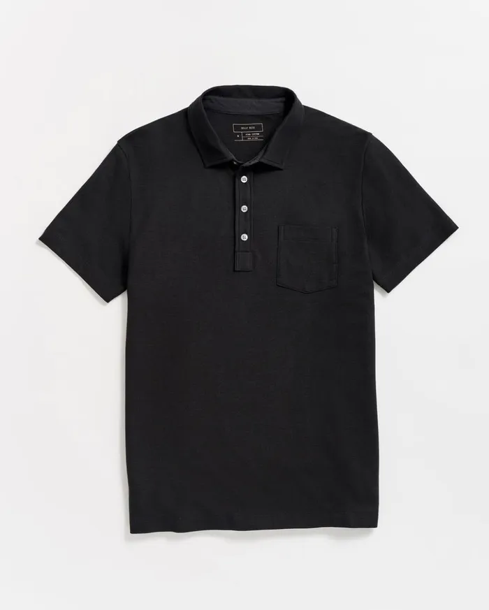 Polos Tees and Henleys Men Billy Reid Pique Pensacola Polo Black