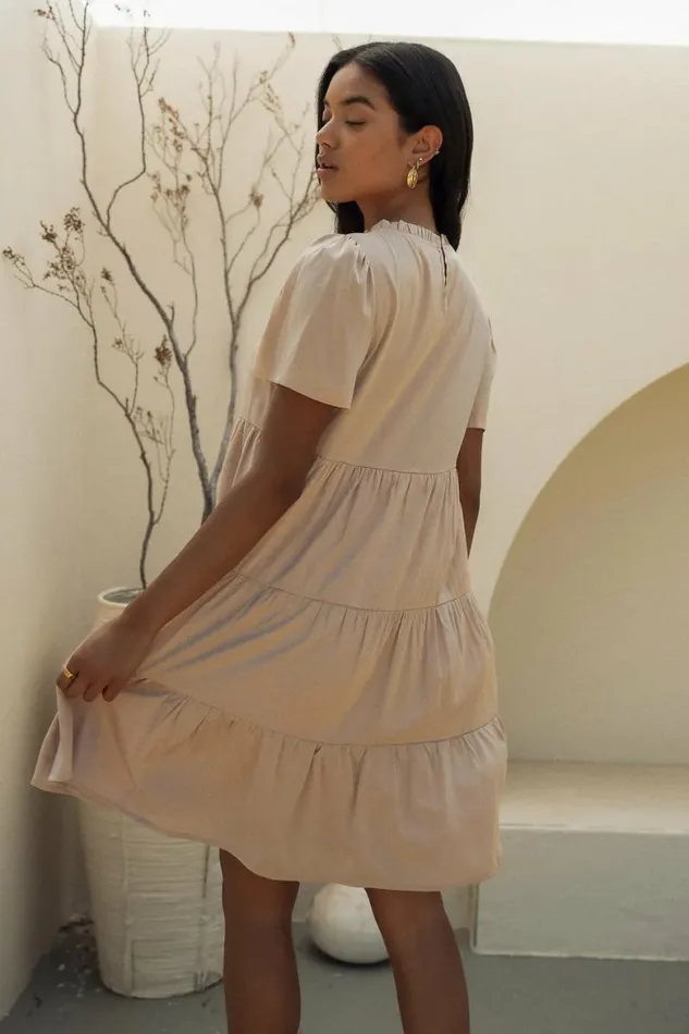 Porsha Tiered Dress Taupe Women Bohme Dresses