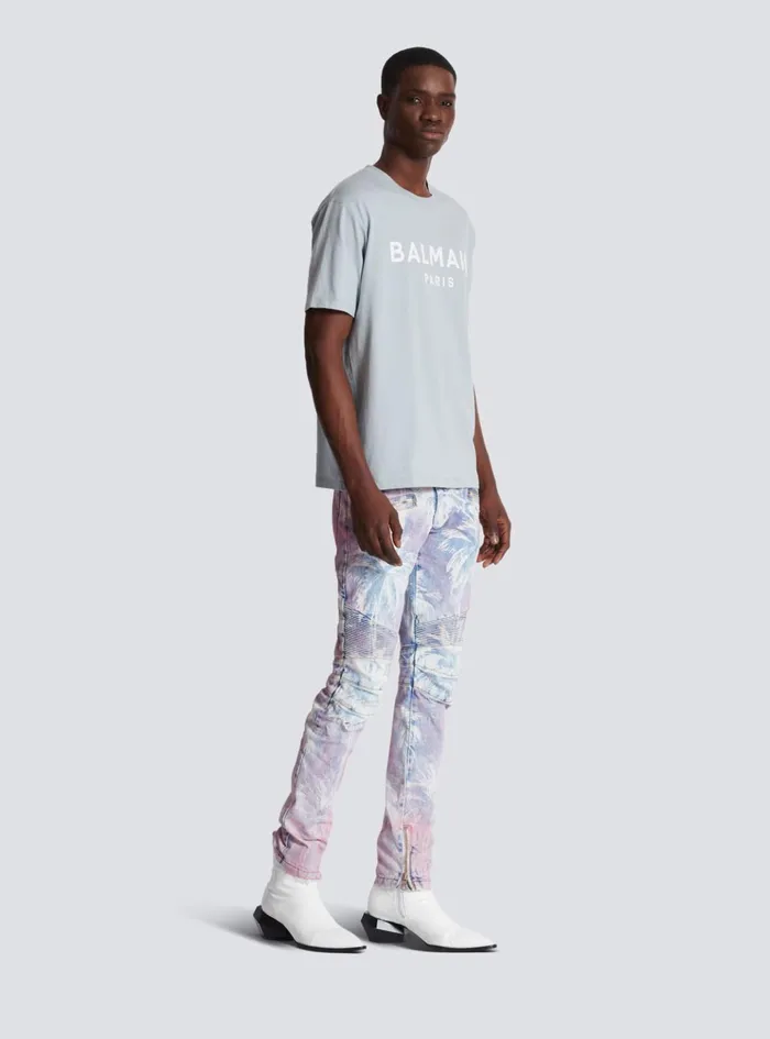 Printed Paris Shortsleeved Tshirt Grey Men Balmain TShirts