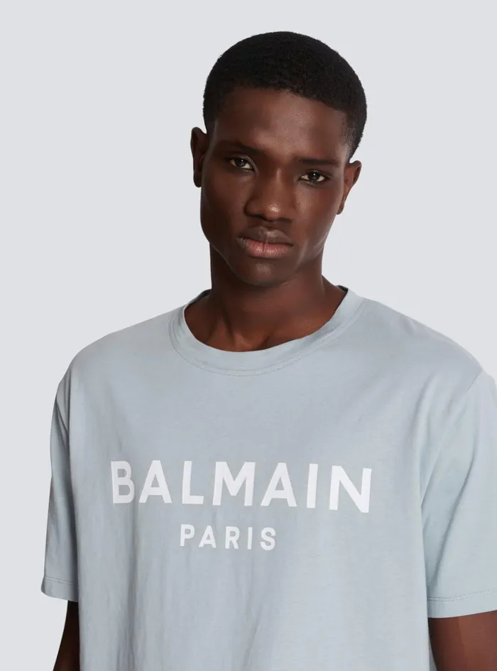 Printed Paris Shortsleeved Tshirt Grey Men Balmain TShirts