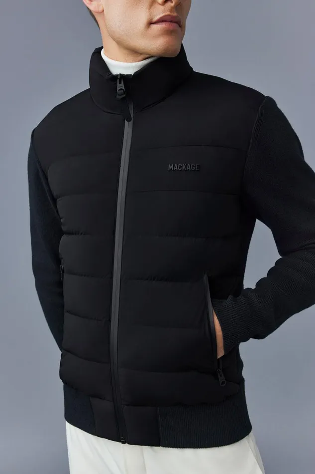 Puffer Men Mackage HANEYCITY Hybrid Light Down Jacket Black Puffer Men Mackage HANEYCITY Hybrid Light Down Jacket Black