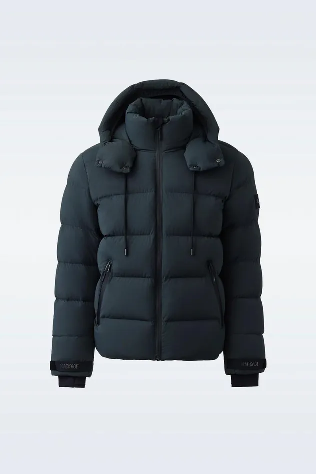 Puffer Men Mackage SAMUELSKI Medium Down Jacket With Hood Sky Blue Puffer Men Mackage SAMUELSKI Medium Down Jacket With Hood Sky Blue