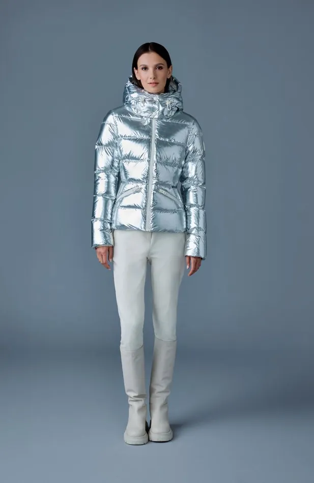 Puffers Women Mackage MADALYNM Metallic Laminate Down Jacket Gold