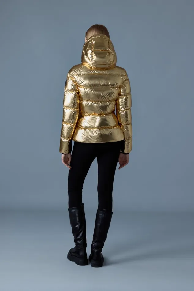 Puffers Women Mackage MADALYNM Metallic Laminate Down Jacket Gold