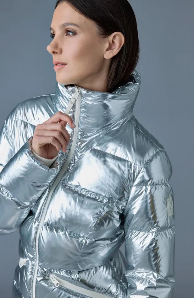 Puffers Women Mackage MADALYNM Metallic Laminate Down Jacket Gold