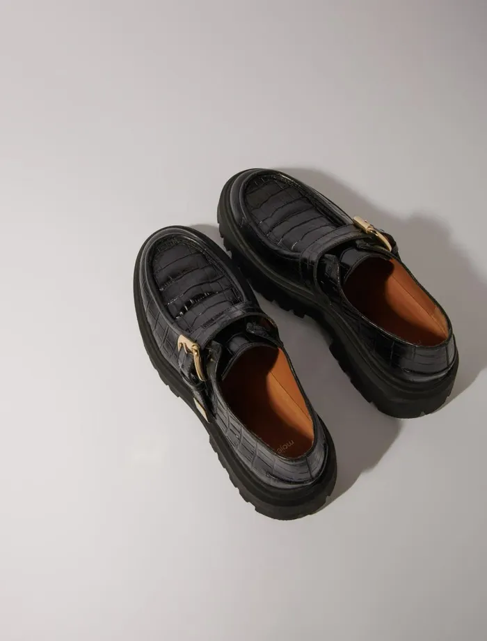 Pumps and Sandals Women Maje Chunky Leather Derbies Black