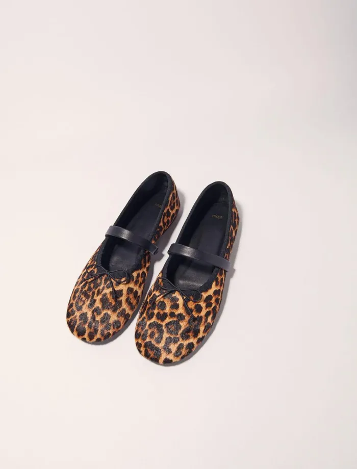Pumps and Sandals Women Maje LeopardEffect Leather Ballet Flats Leopard Print