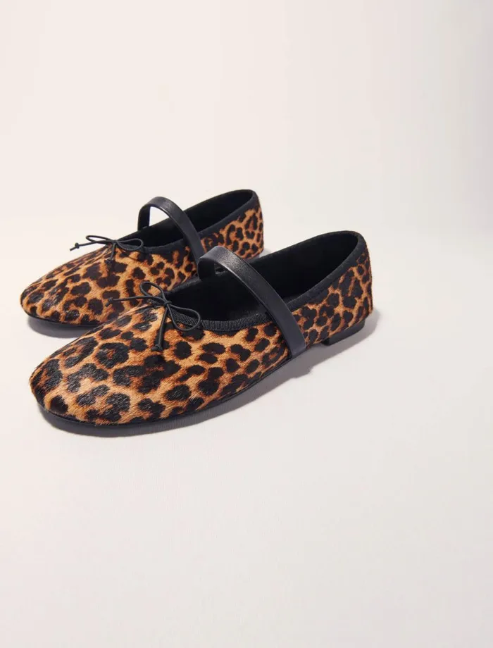 Pumps and Sandals Women Maje LeopardEffect Leather Ballet Flats Leopard Print