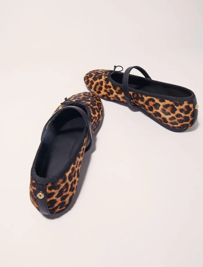 Pumps and Sandals Women Maje LeopardEffect Leather Ballet Flats Leopard Print