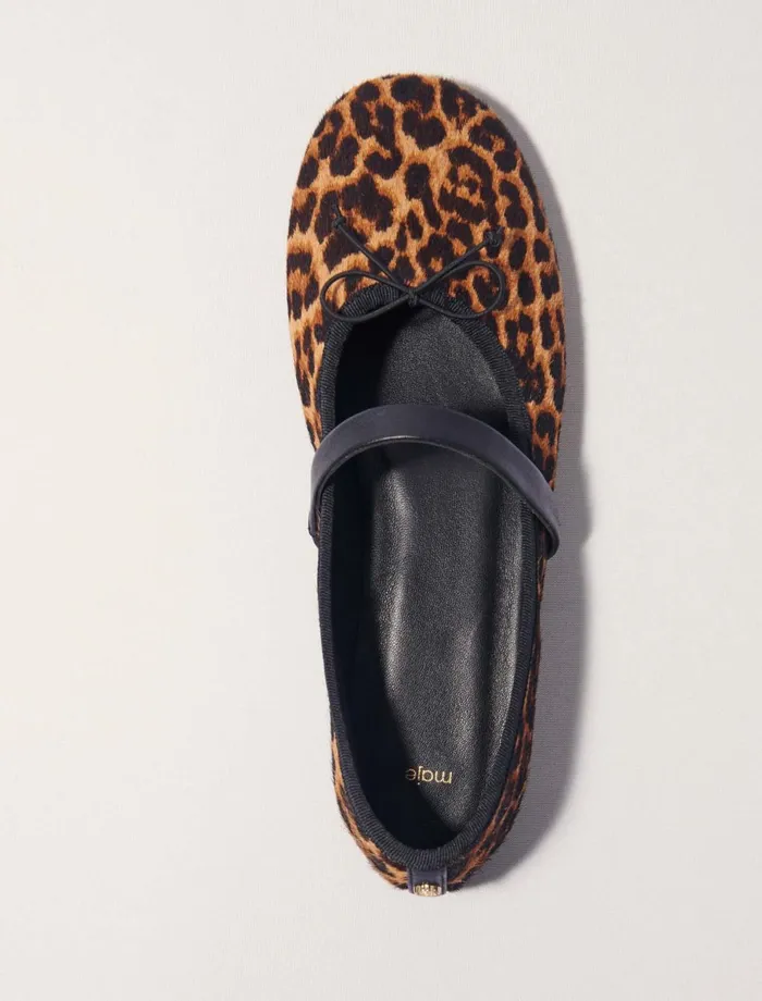 Pumps and Sandals Women Maje LeopardEffect Leather Ballet Flats Leopard Print