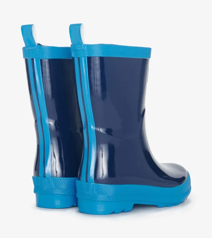 Rainwear Boys Hatley Navy Shiny Rain Boots