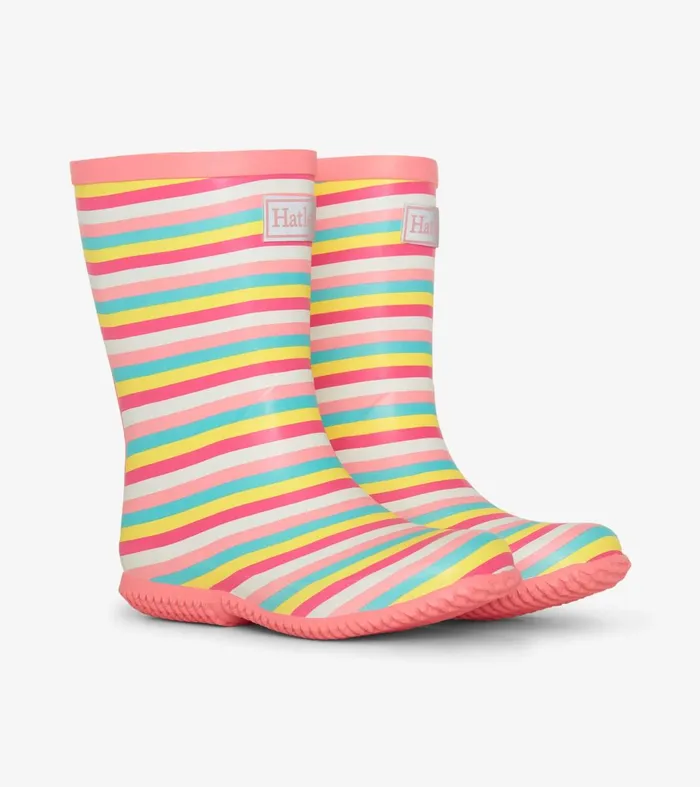 Rainwear GirlsBaby and Toddler Hatley Girls Pretty Stripes Packable Rain Boots