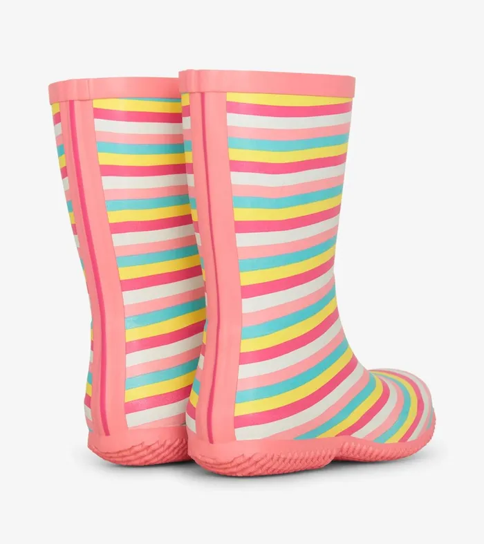 Rainwear GirlsBaby and Toddler Hatley Girls Pretty Stripes Packable Rain Boots