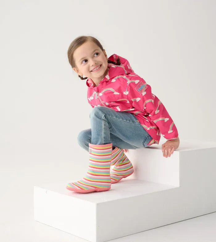 Rainwear GirlsBaby and Toddler Hatley Girls Pretty Stripes Packable Rain Boots