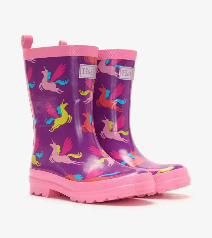 Rainwear Girls Hatley Pretty Unicorn Shiny Rain Boots